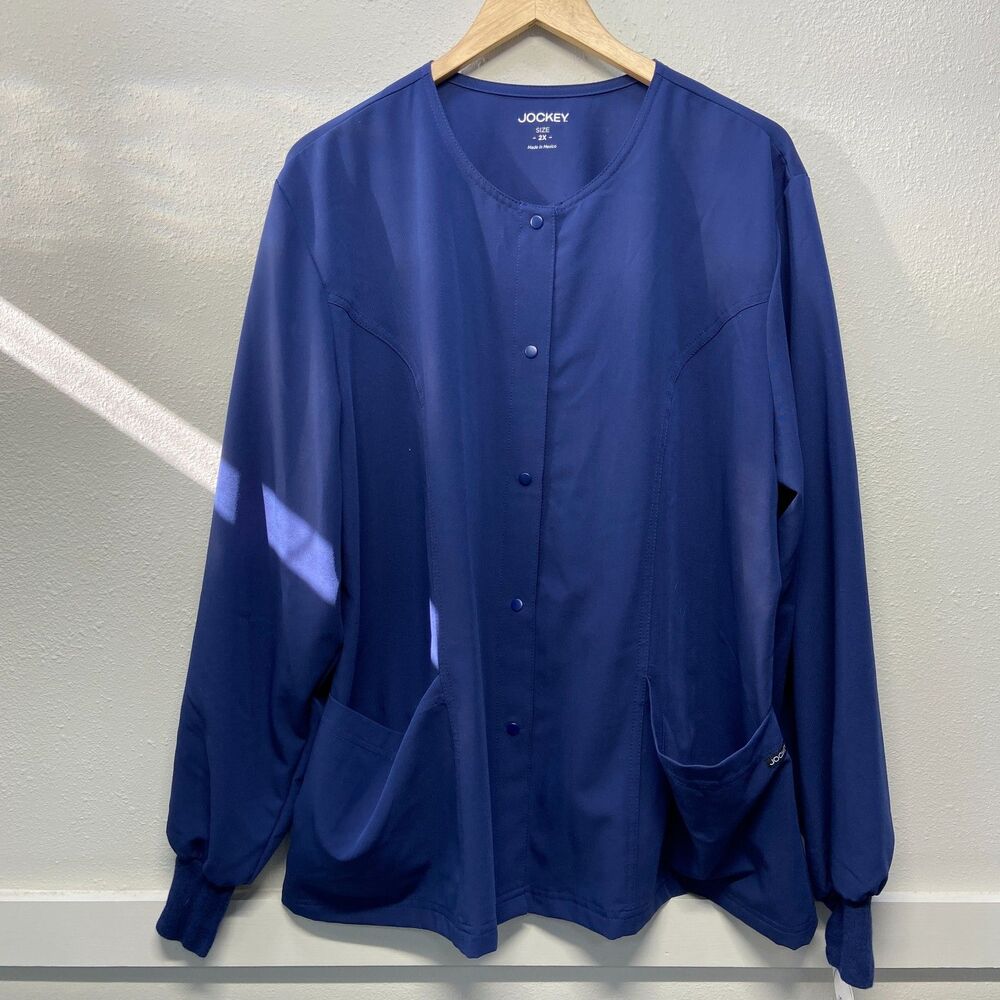 NWT Jockey Blue Long Sleeve Button Front Tri-Blend Fabric Blouse Women's 2x